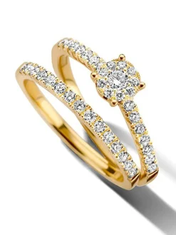 Geelgouden ringenset met diamant 0,56crt. + Luxe Cadeau