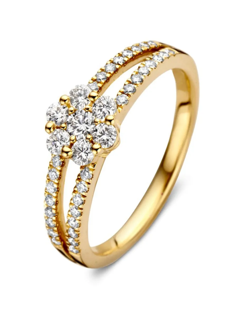 Geelgouden rozet ring met diamant 0,55crt. + Luxe Cadeau