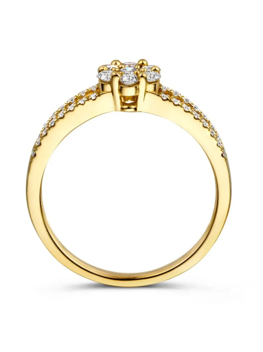 Geelgouden rozet ring met diamant 0,55crt. + Luxe Cadeau
