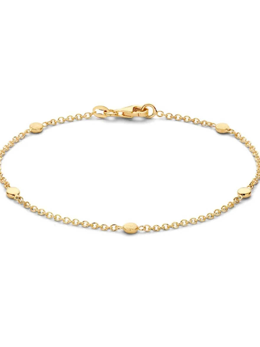 Geelgouden schakelarmband met gouden elementen + Luxe Cadeau
