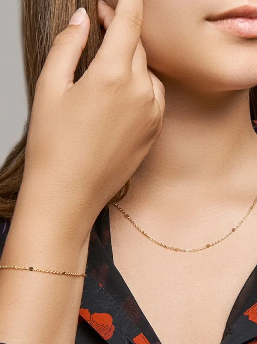 Geelgouden schakelarmband met plaatjes + Luxe Cadeau