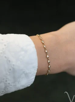 Geelgouden schakelarmband met briljant 0,61crt + Luxe Cadeau
