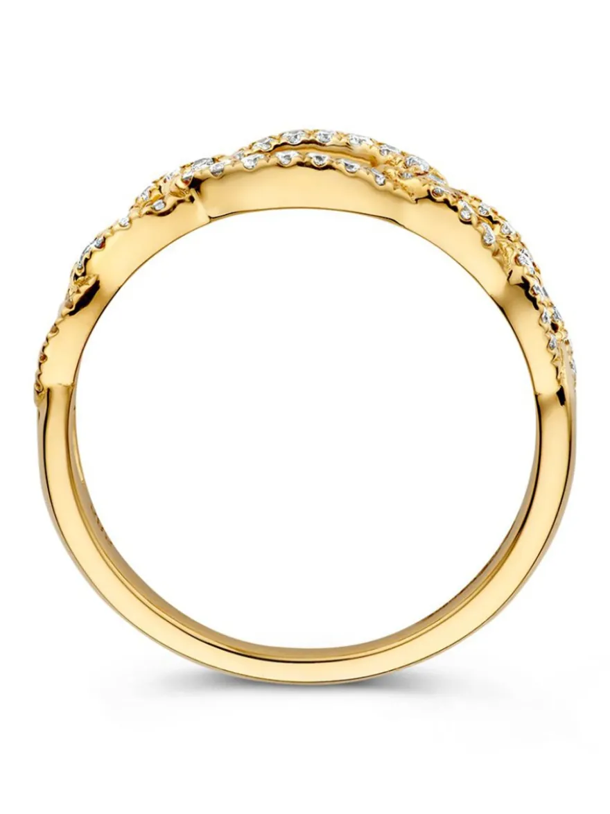 Geelgouden schakelring diamant 0,28crt. + luxe cadeau
