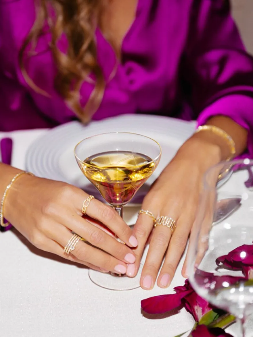 Geelgouden schakelring diamant 0,28crt. + luxe cadeau