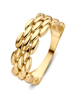 Geelgouden schakelring glad + luxe cadeau