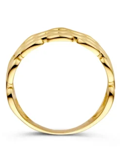 Geelgouden schakelring glad + luxe cadeau