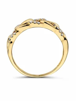 Geelgouden schakelring met diamant 0,19 crt. + gratis cadeau