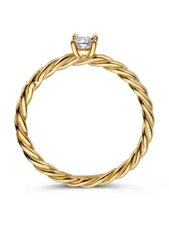 Geelgouden solitair ring met zirkonia + Luxe Cadeau