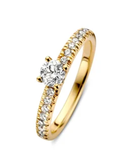Geelgouden solitair ring met briljant 0,59crt. + Luxe Cadeau