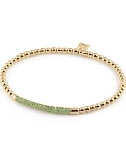 Geelgouden stretcharmband met tsavoriet A350TG17 + Luxe Cadeau
