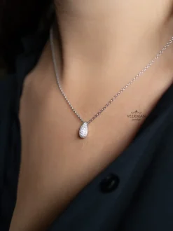 Goccia collier witgoud met briljant + Luxe Cadeau