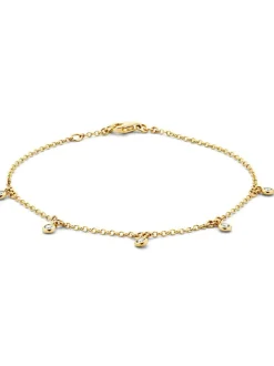 Gouden armband met 5 bedeltjes diamant + luxe cadeau