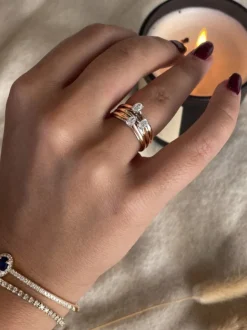 Gouden bicolor ring met ovalen diamant 0,19crt. + Luxe Cadeau