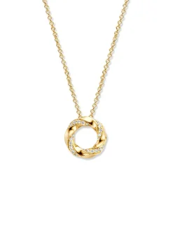 Gouden collier met getorste hanger briljant + Luxe cadeau