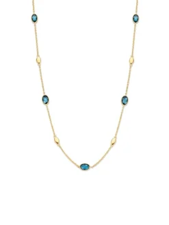 Gouden collier met London Blue Topaas + Luxe cadeau
