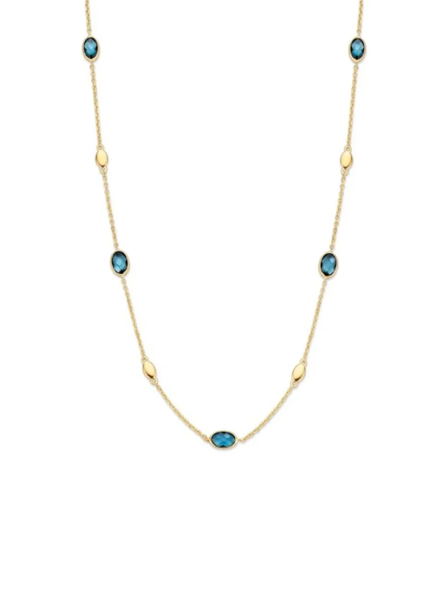 Gouden collier met London Blue Topaas + Luxe cadeau