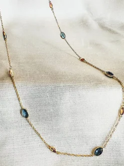 Gouden collier met London Blue Topaas + Luxe cadeau
