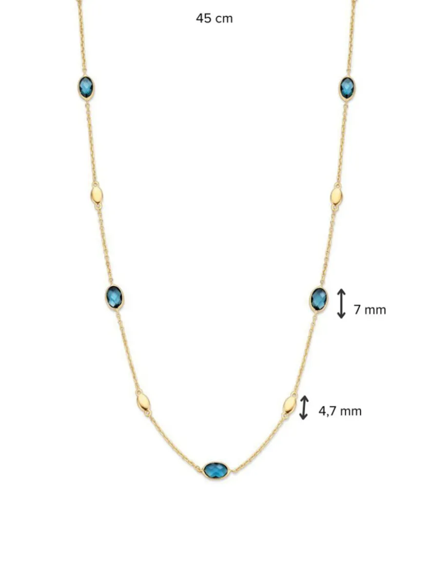 Gouden collier met London Blue Topaas + Luxe cadeau