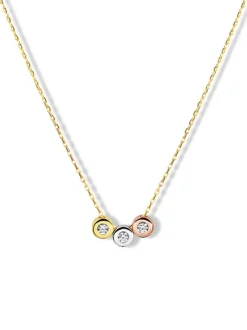 Gouden collier met tricolor hanger + Luxe Cadeau