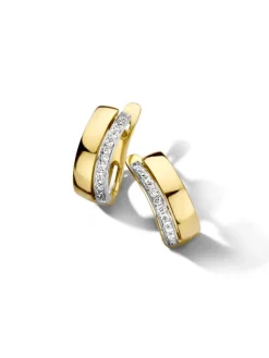 Gouden creolen met briljant 0.10 crt. + Luxe cadeau