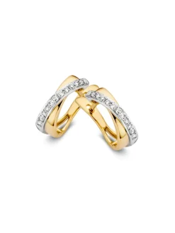 Gouden creolen met briljant 0.16crt. + Luxe cadeau