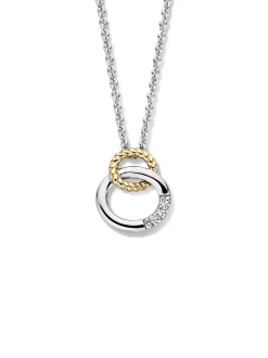 Hanger zilver met gedraaide ring goud en zirkonia + Luxe Cadeau