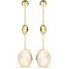 Lange geelgouden oorstekers met parelmoer + Luxe Cadeau