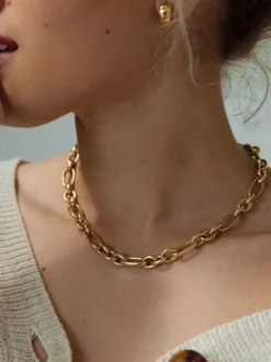Luxe geelgouden collier schakels + cadeau