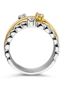 Luxe ring zilver met goud en zirkonia + Luxe Cadeau