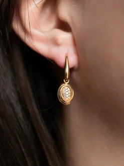 Moondrops oorhaken ovaal met briljant M063E14R18 + Cadeau