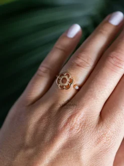 Moondrops roségouden ring met bloem M093R03R14 + Luxe cadeau