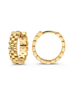 Oorringen geelgoud rolexschakel + luxe cadeau