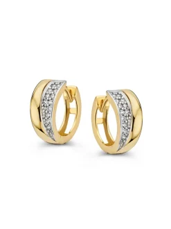 Oorringen geelgoud zirkonia + luxe cadeau