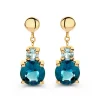 Oorstekers geelgoud london blue topaas + cadeau