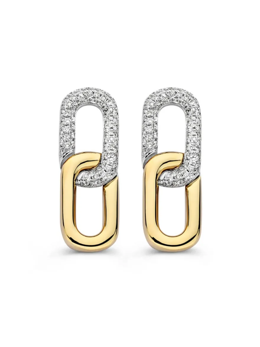 Oorstekers schakel bicolor briljant 0,40crt. + Luxe Cadeau