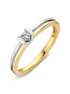 Ring bicolor met briljant 0,09crt. + Luxe Cadeau