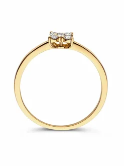 Ring geelgoud briljant bloem 0.17 crt. + Luxe cadeau