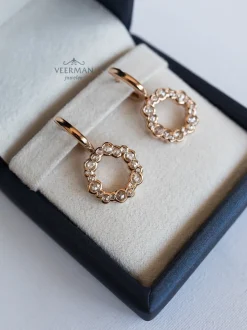 Roos 1835 Marie oorsieraad roségoud met diamant 0,96crt.