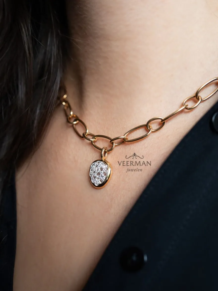 ROOS roségouden hanger met roos diamant + Luxe cadeau