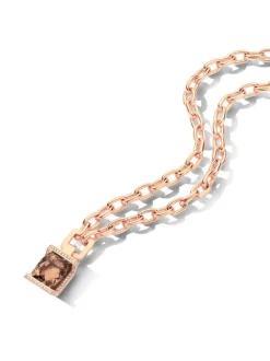 Roségouden collier met rookkwarts en briljant | SALE