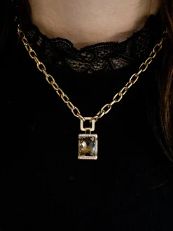 Roségouden collier met rookkwarts en briljant | SALE