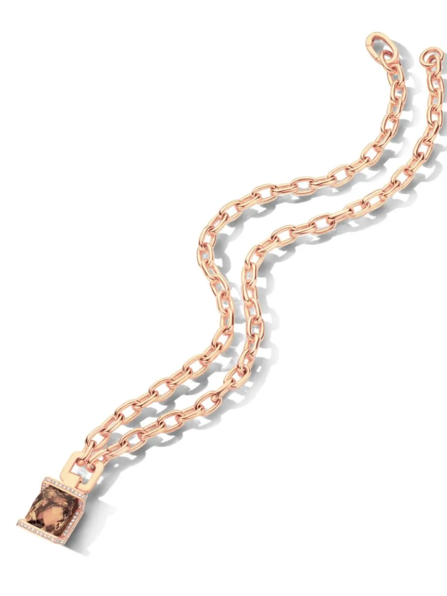 Roségouden collier met rookkwarts en briljant | SALE