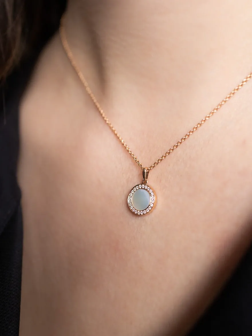 Roségouden collier parelmoer diamant M101N16MOPR14