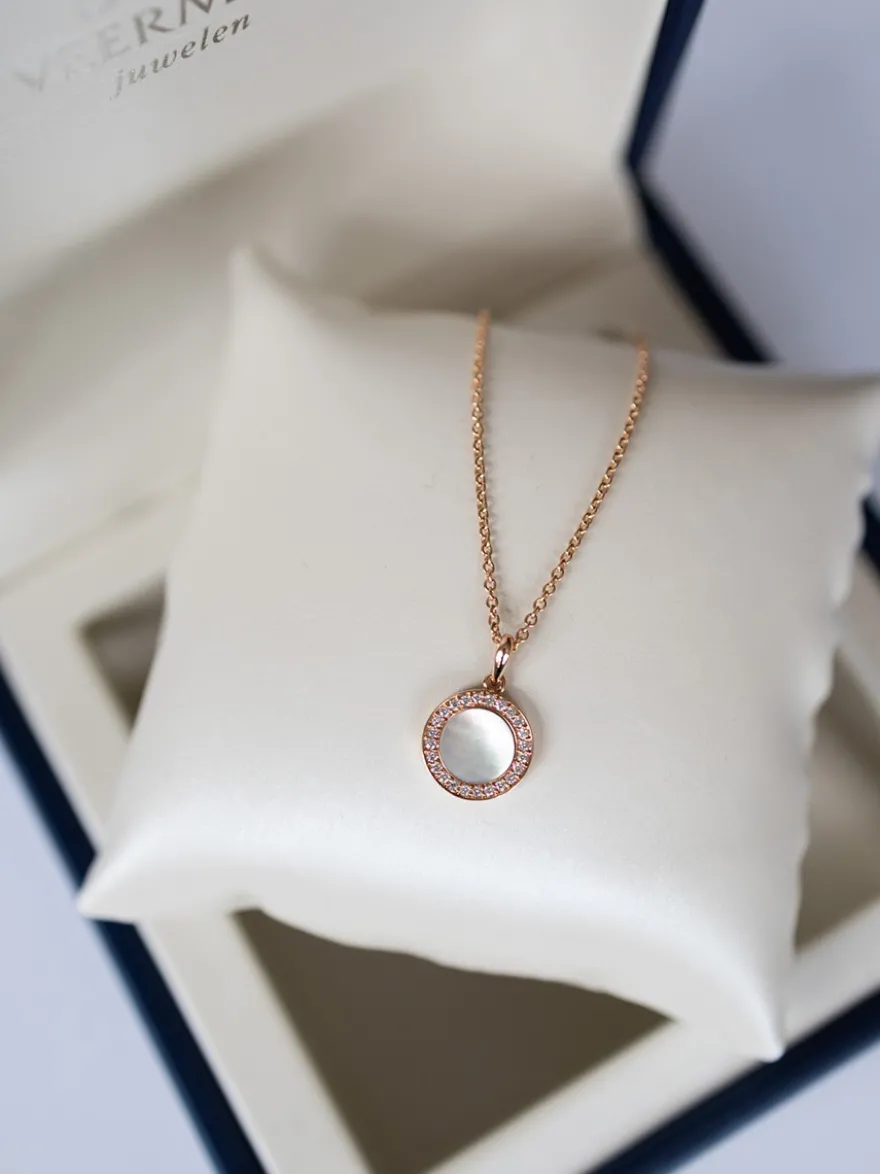 Roségouden collier parelmoer diamant M101N16MOPR14