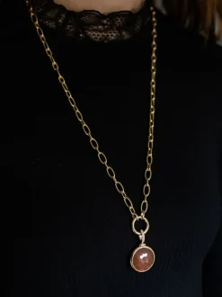 Roségouden hanger met carneool en diamant - Grote collectie