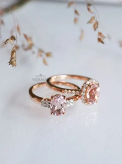Roségouden ring morganiet en diamant + Luxe Cadeau