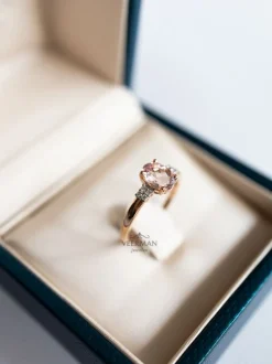 Roségouden ring morganiet en diamant + Luxe Cadeau