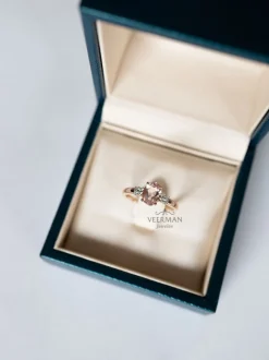 Roségouden ring morganiet en diamant + Luxe Cadeau