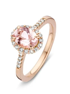 Roségouden ring morganiet en briljant + Luxe cadeau