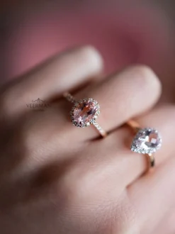 Roségouden ring morganiet en briljant + Luxe cadeau